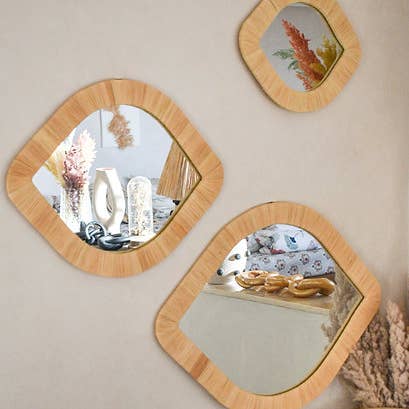 Décoration murale avec miroir pour les yeux, miroir en raphia à suspendre pour la vente par Moroccan Natural bazaar