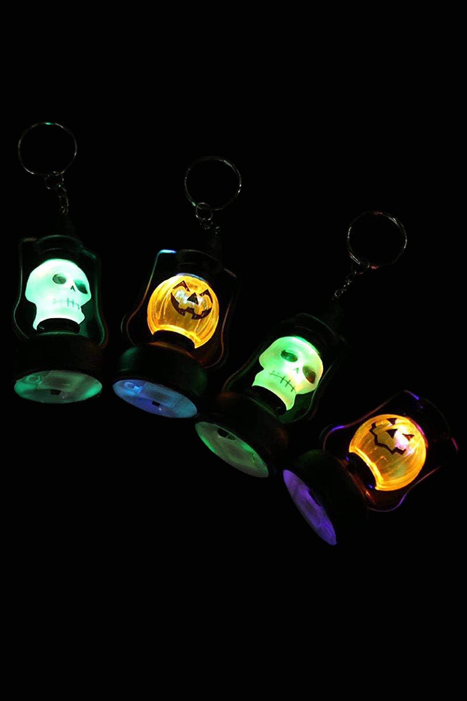 ASSORTED Halloween Skull Pumpkin Led Lantern Key Chain - 24 Pcs for wholesale on Faire2