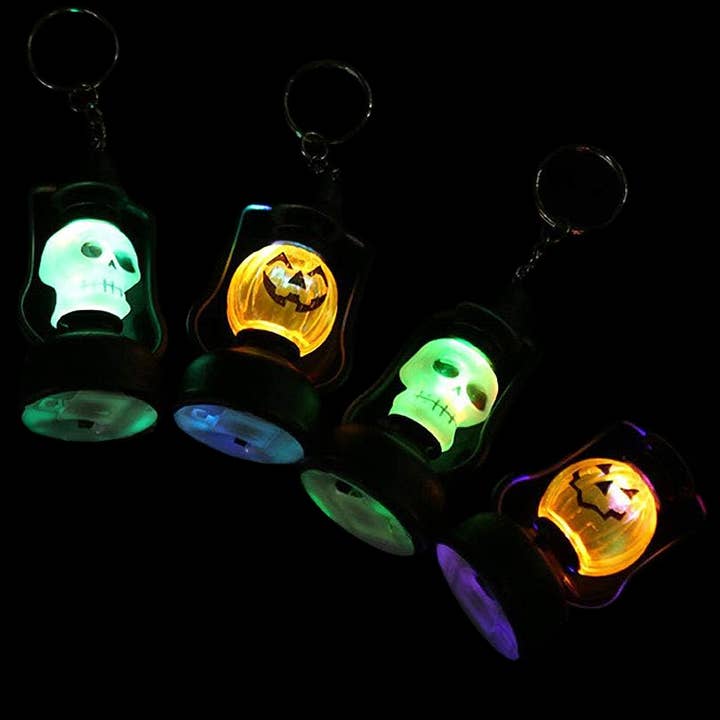 ASSORTED Halloween Skull Pumpkin Led Lantern Key Chain - 24 Pcs for wholesale on Faire2