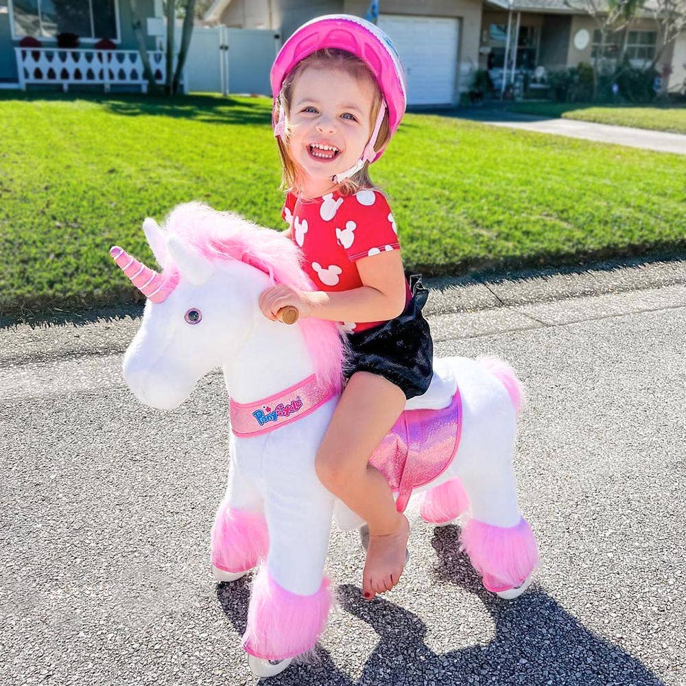 PonyCycle - Vente Cheval à bascule – enfant - PonyCycle Cheval à Bascule Licorne Rose | Jouet à Bascule en Peluche4