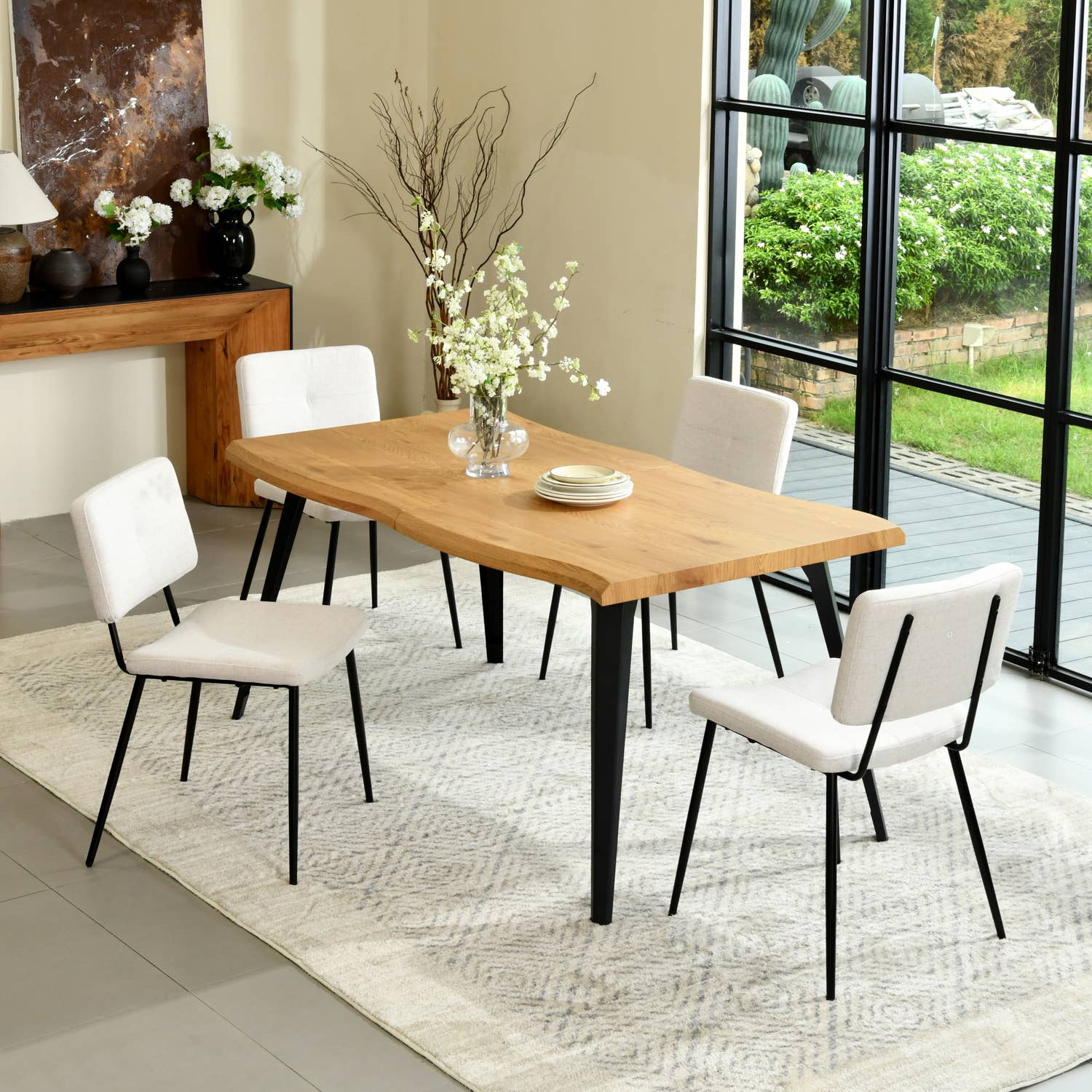 39F Inc. - Wholesale Chair - 5-Piece Dining Set-63" Wave-Edge Table and Chair Options5