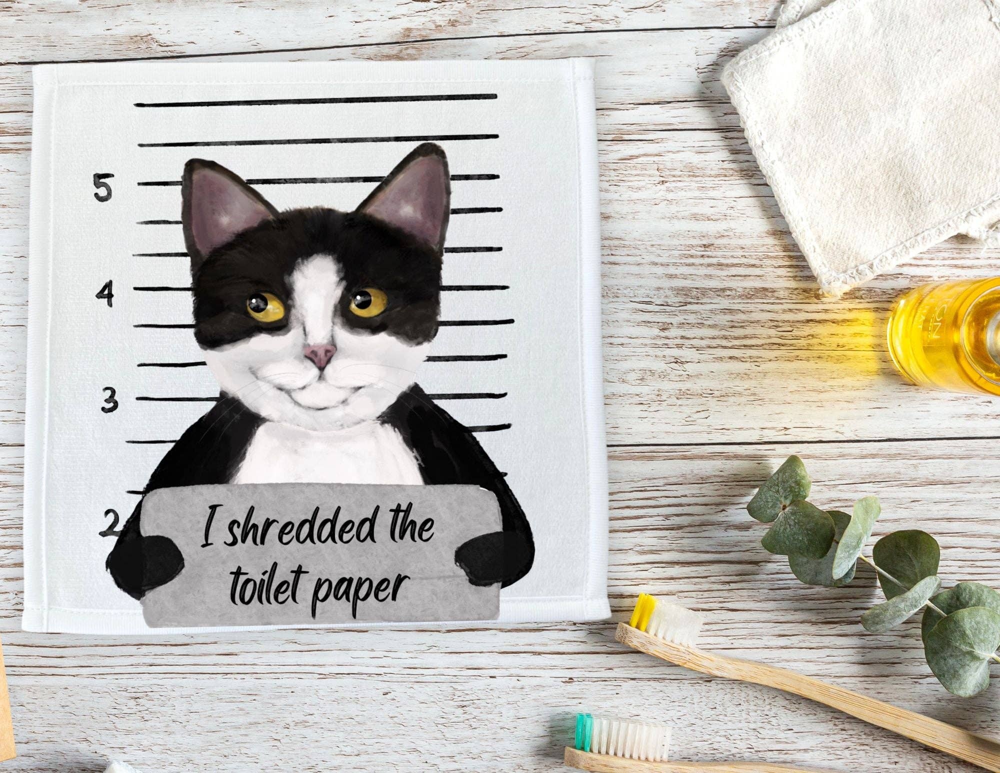 MerikaArt – wholesale Wash cloth – Tuxedo Cat Washcloth3