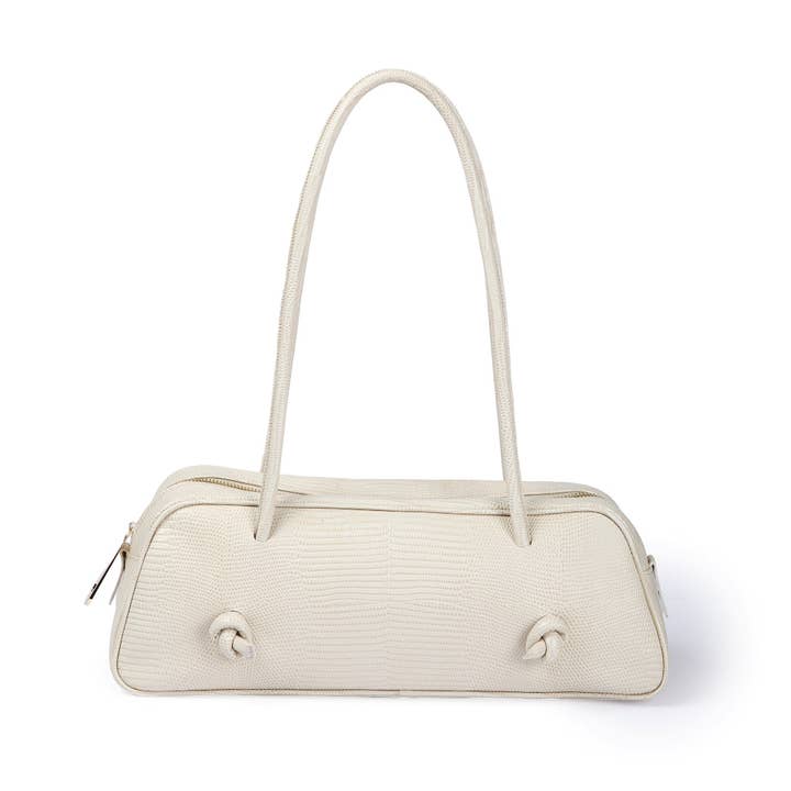 Grace Tejus sac allongé en cuir de veau imprimé lézard brillant pour la vente par Roberta Gandolfi