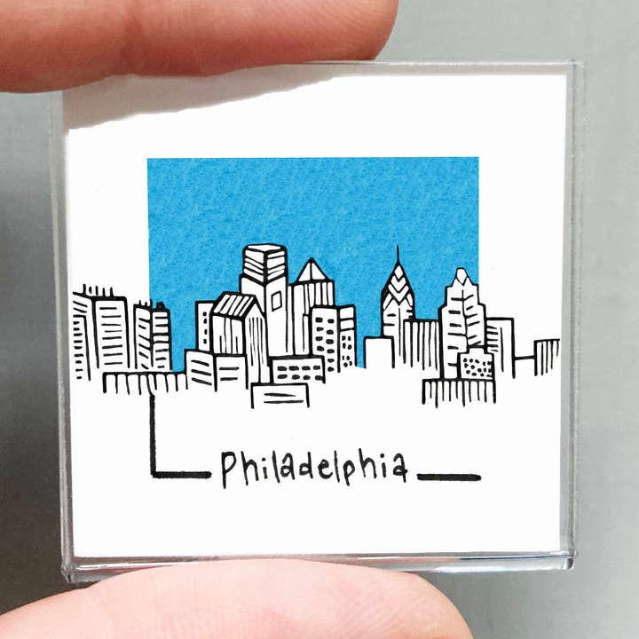 Mini Philadelphia, Pennsylvania Skyline 1.5" Tiny Framed Pri for wholesale by Mick's Art Goods