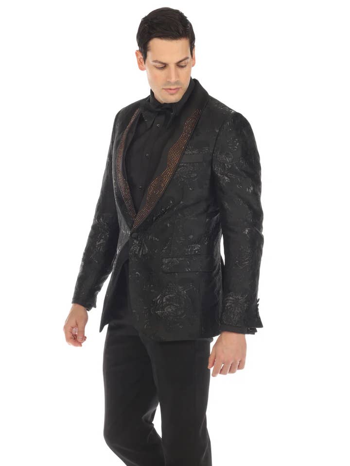 Ferrecci - Wholesale Blazer - Men's - Ferrecci - Men's Midnight Shaw Collar Tuxedo Blazer