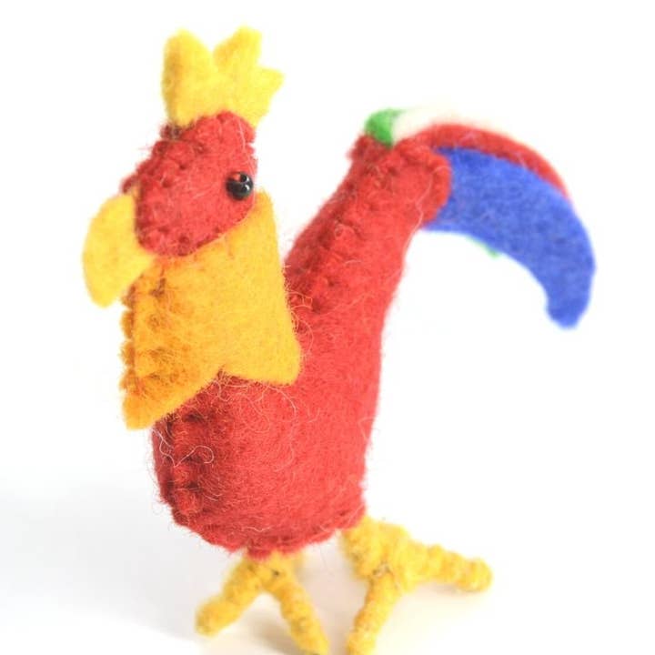 Woollyfelt - Wholesale Decorative Tabletop Object - Wool Felted Rooster (Set of 10)2