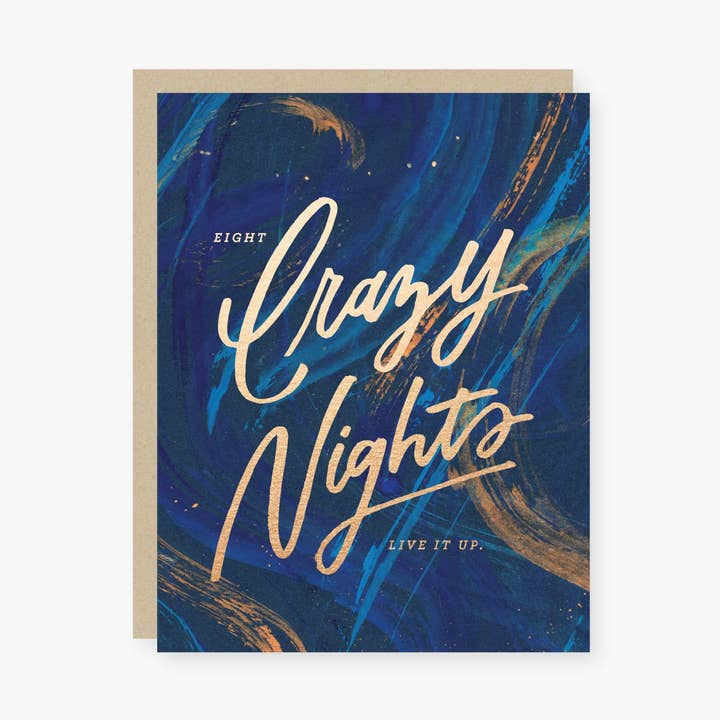 Oito Noites Loucas Cartão de Saudação Hanukkah com Foil por atacado de 2021 Co.