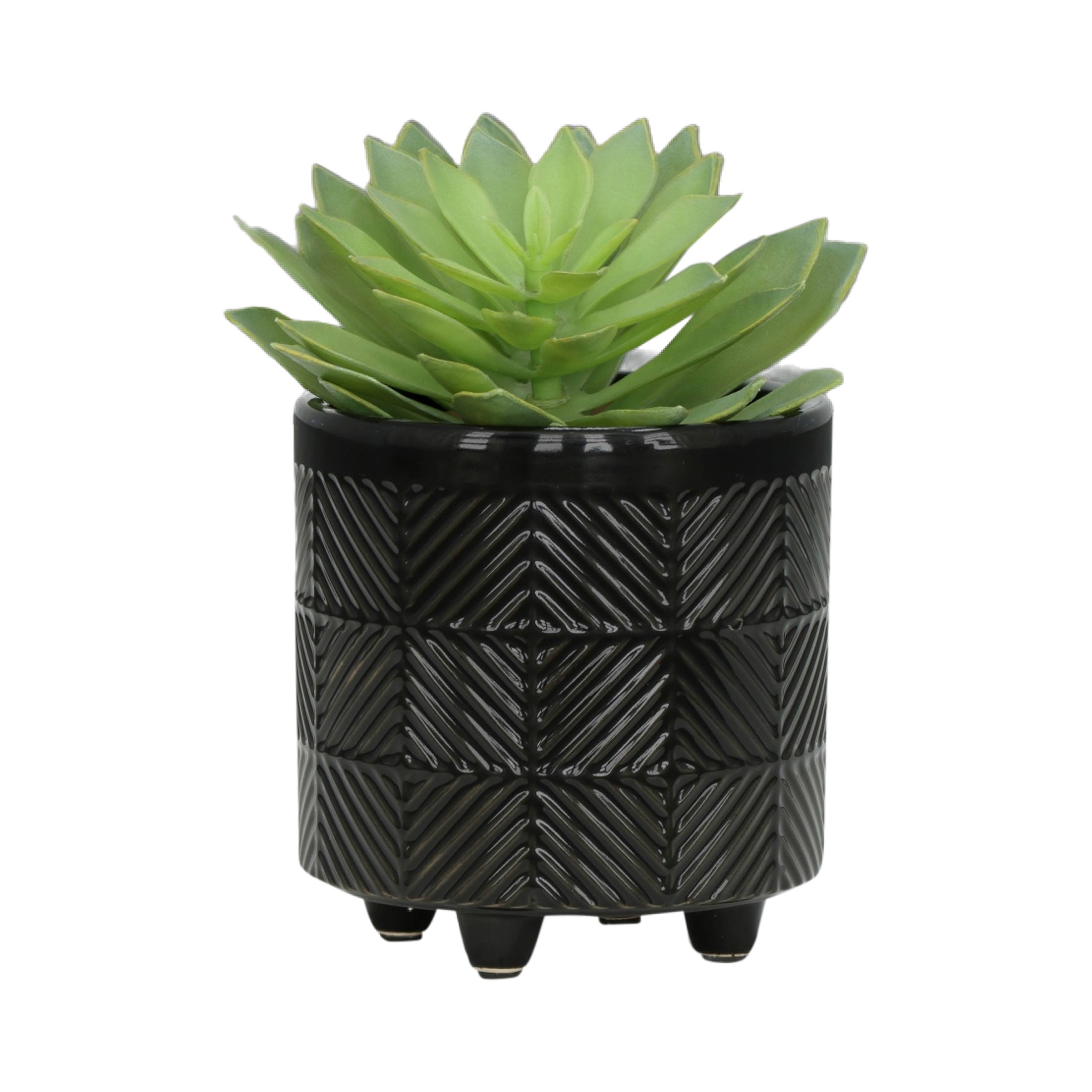 Sagebrook Home - Wholesale Plant Pot - Planters Set of 2 - Black Ceramic Round Textured, 6/8 in.7