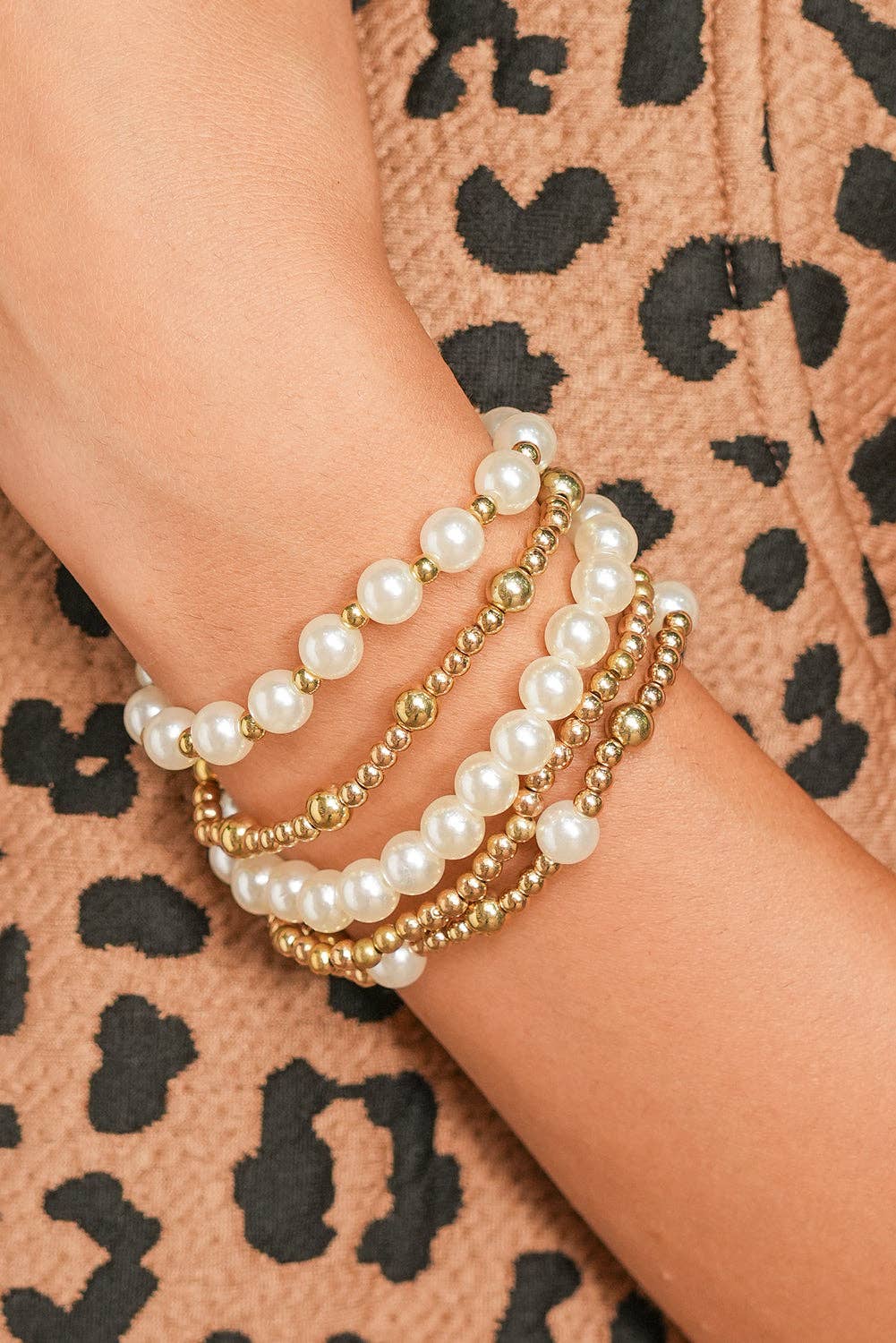 Gold Cross Pearls Decor Multi Layer Bracelets for wholesale on Faire1