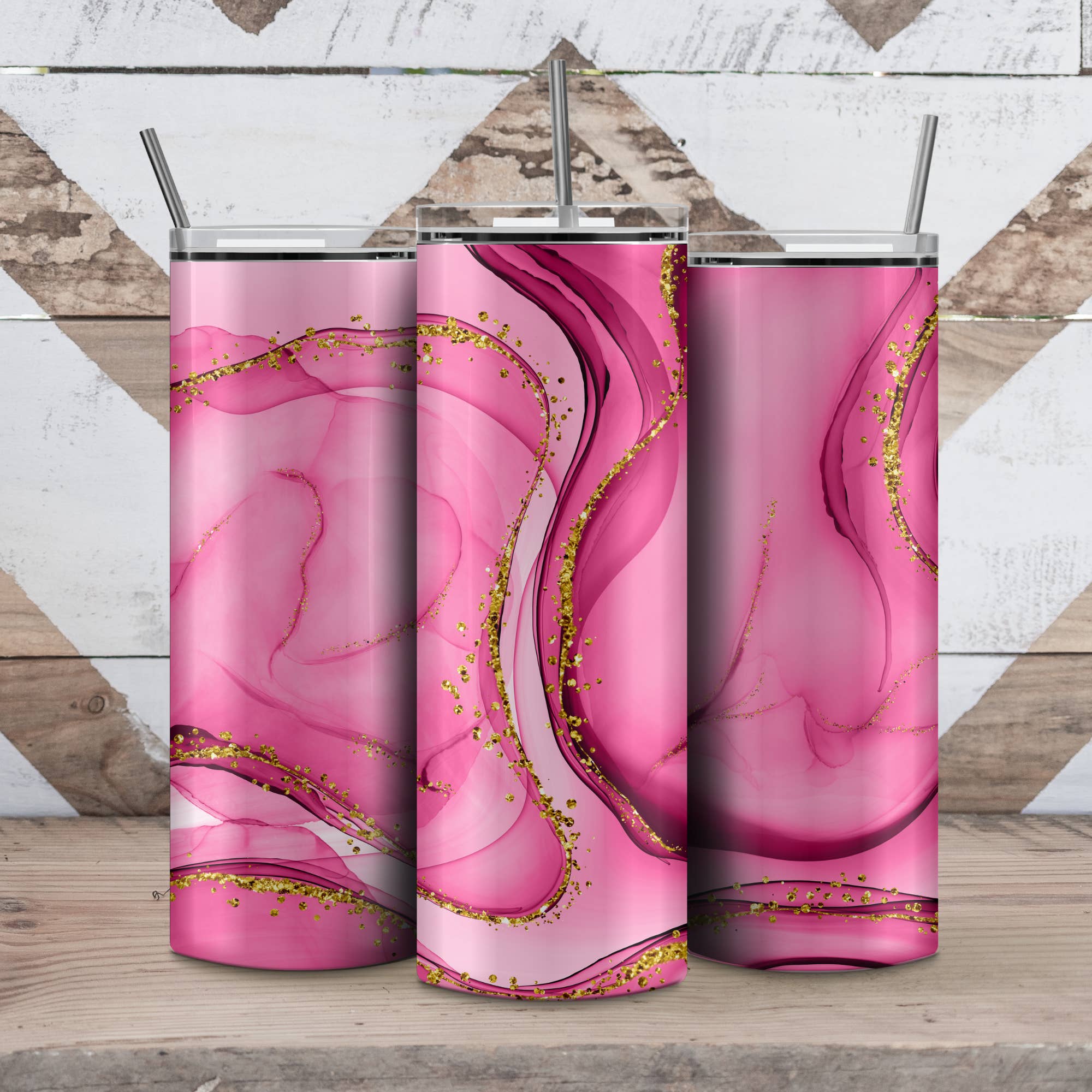 Daydreamer Designs - Wholesale Insulated Mug/Tumbler - Pink Marble Tumbler