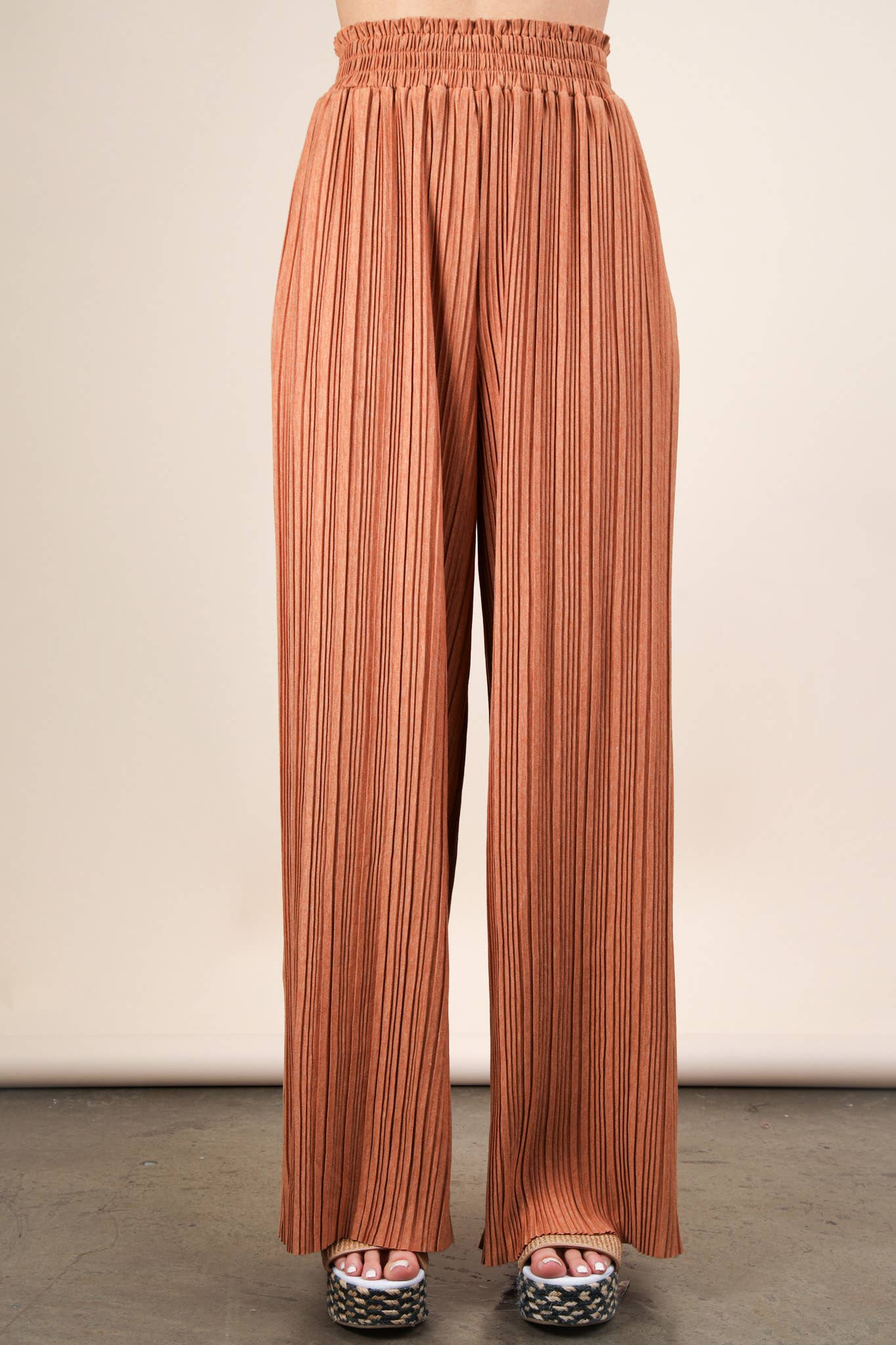 VERY J - Wholesale Pants - Women's - NP70826-Leopard Print & Solid Wide Leg Pleated Pants6