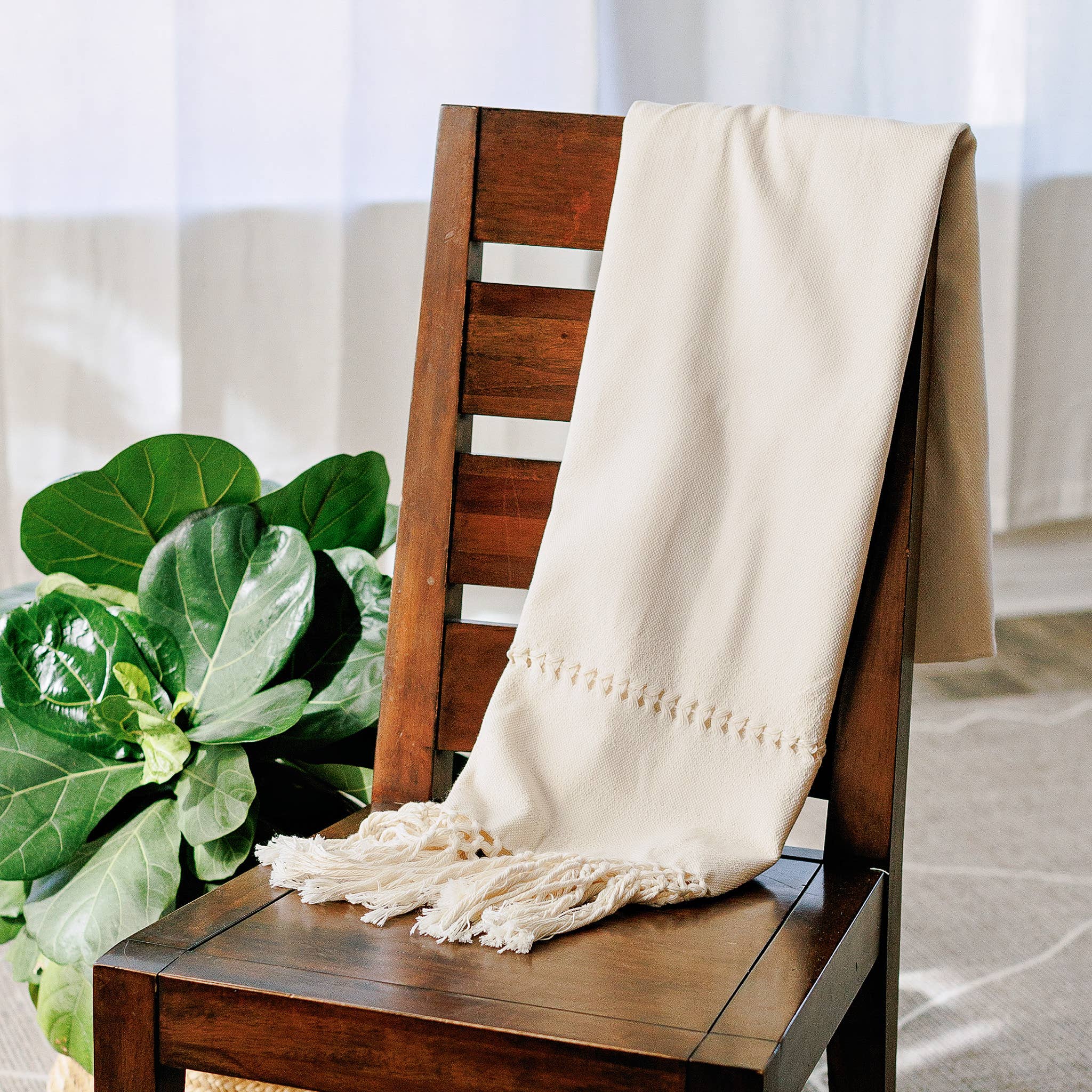 Origin Mexico - Wholesale Wrap - Women's - Handwoven Organic Cotton Shawl Wrap - Natural Cotton 3