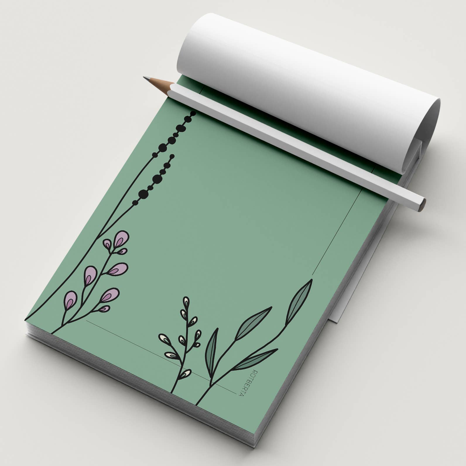 Rotberta - Vente Blocs-notes - Bloc-notes magnétique DIN A7, vert, motif prairie1