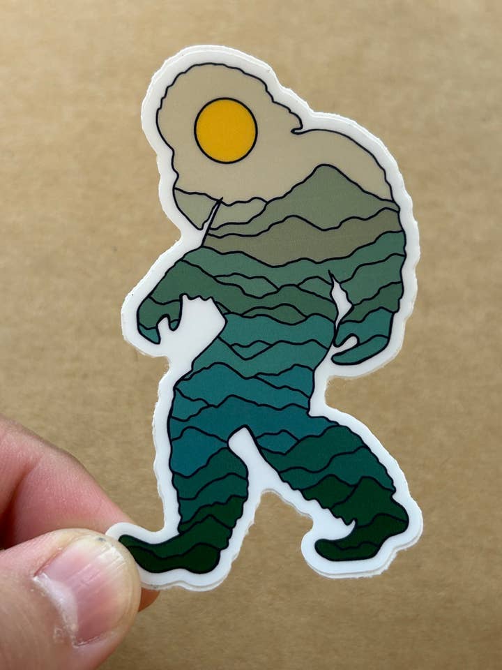 Bigfoot Sasquatch Mountains Sticker for wholesale by ON THE GO Studio