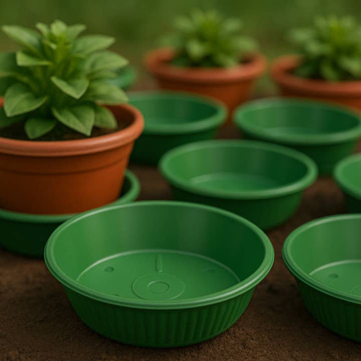 Kosna Plast sottovasi per piante 14 cm, verde, sottovaso per fiori per la vendita all'ingrosso da parte di Salzmann Restwaren GmbH