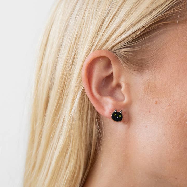 Larissa Loden - Wholesale Stud/Post Earrings - Cat Enamel Stud Earrings
