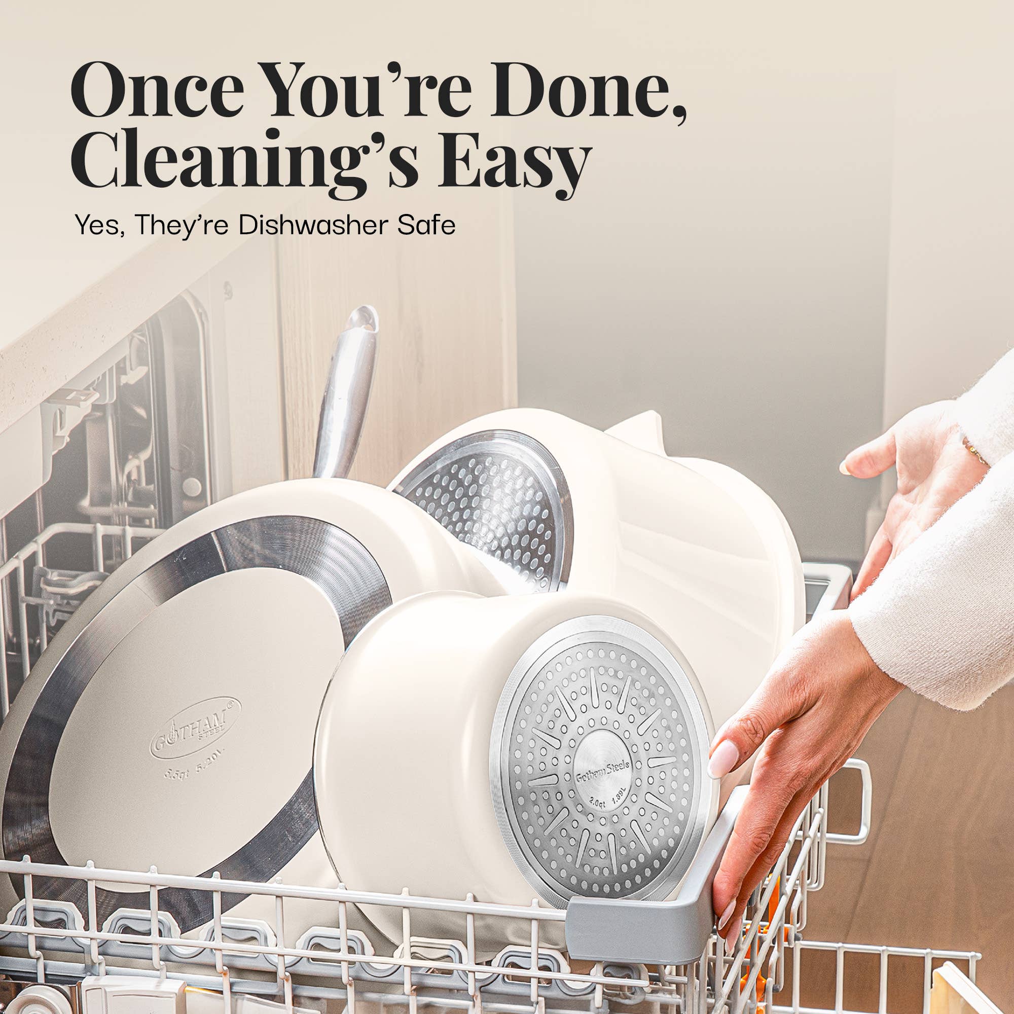 Gotham Steel/Granitestone - Wholesale Cookware Set - Gotham Steel 18pc Set Detachable Handle in Cream5