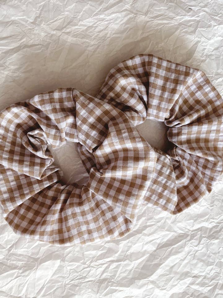 Scrunchies - Biscuit gingham cotton for wholesale by Walker Home