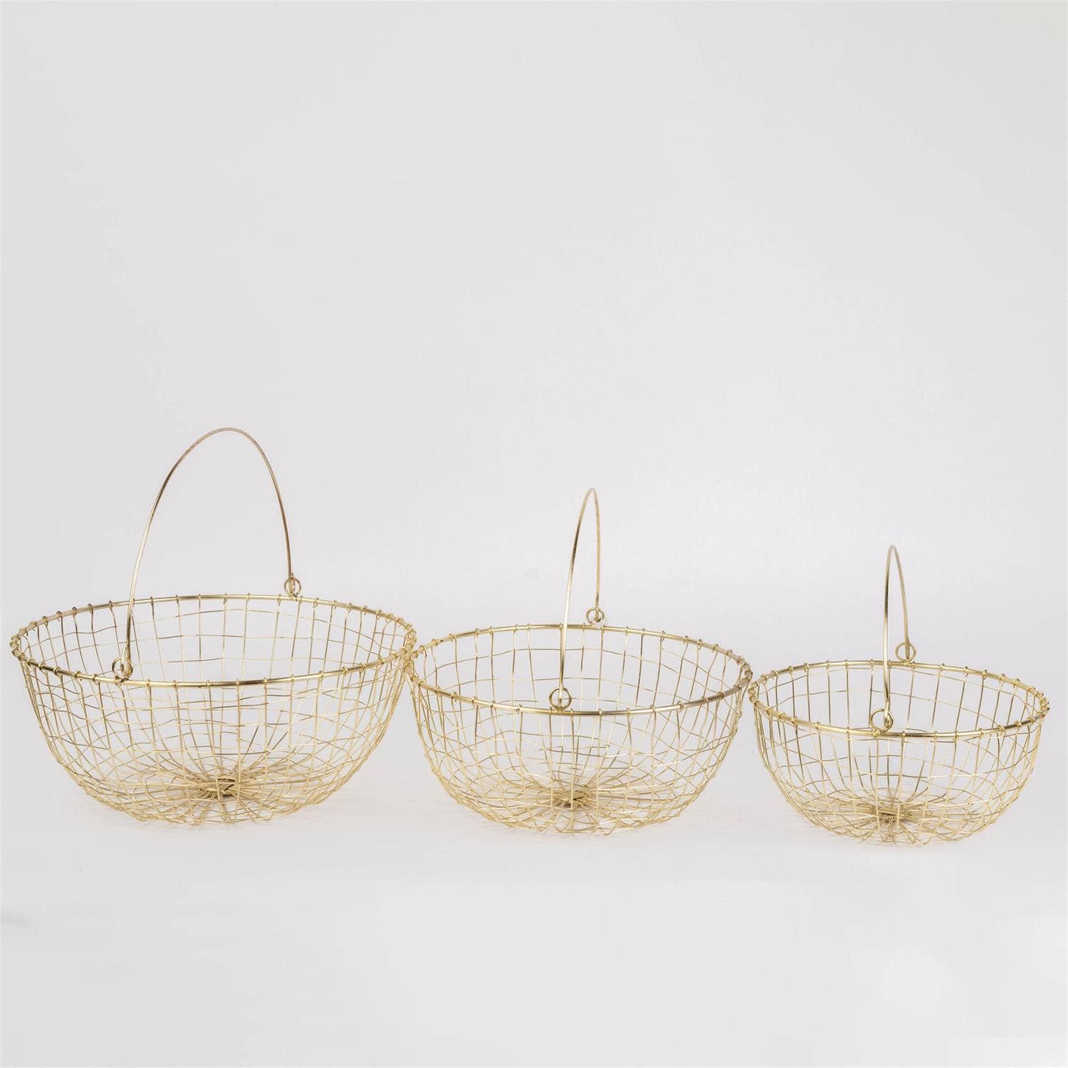 Audrey's Home & Gift – wholesale Basket – Gold Wire Market Baskets – Set of 3 (Pk/02 Sets)1
