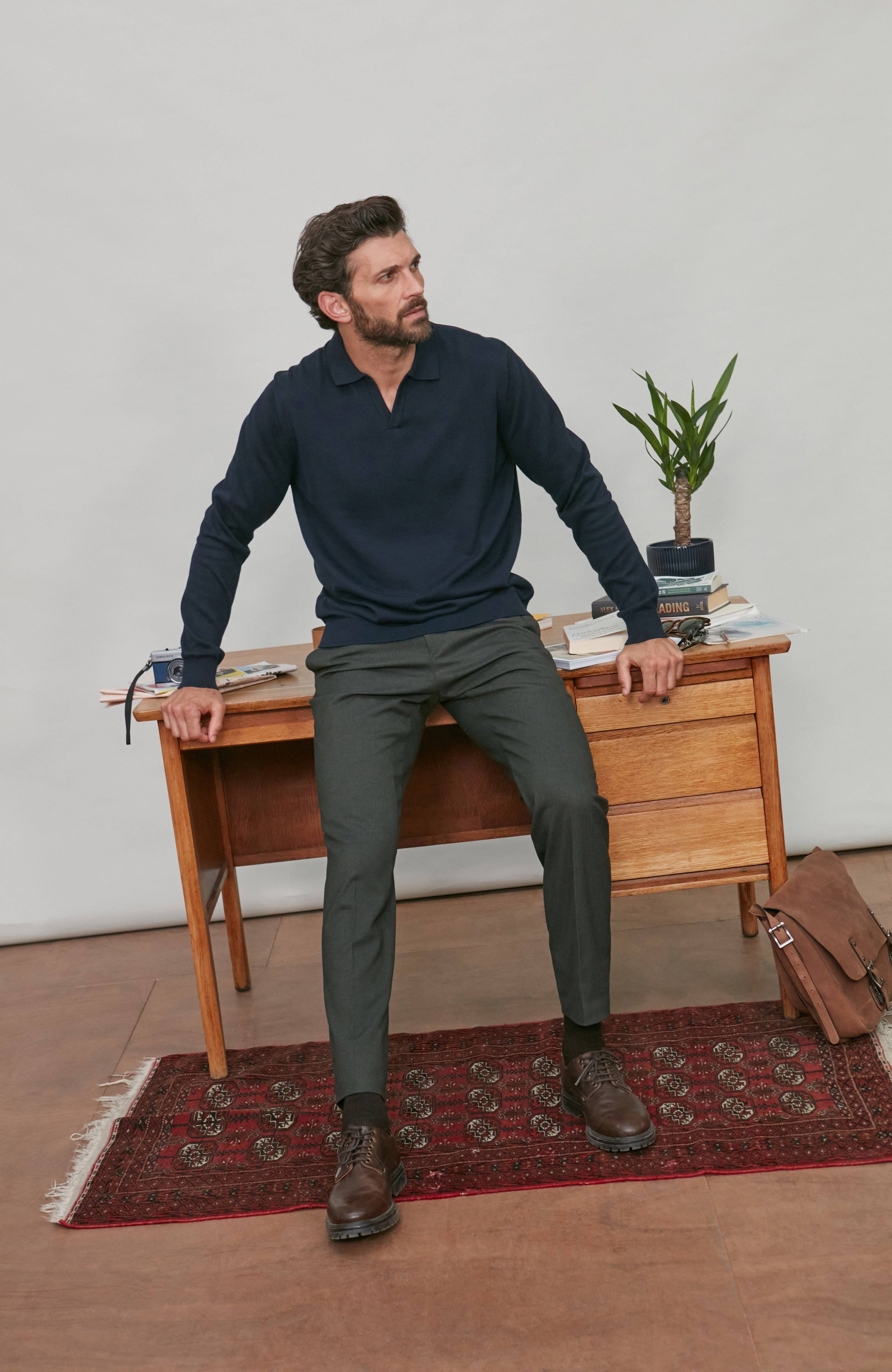 Paul James Knitwear – Großhandel Poloshirt – Herren – Herrenleichte Baumwoll-Poloshirt ohne Knöpfe14