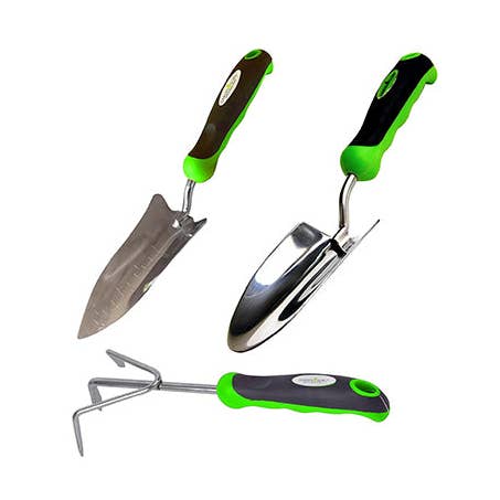 Stainless Steel 3pc Gardening Tool Set (Includes Trowel Transplanter Cultivator) for wholesale by Garden Guru Lawn & Garden Tools