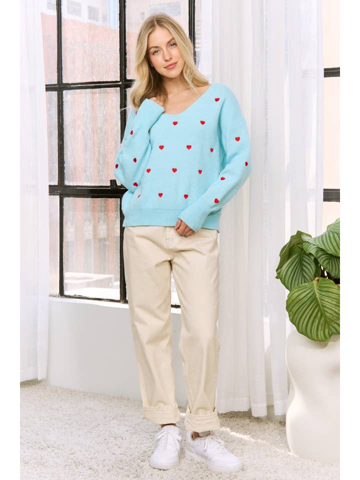 Sweet Generis - Wholesale Knit Sweater - Women's - HEART PATTERN BOXY KNIT PULLOVER SWEATER3