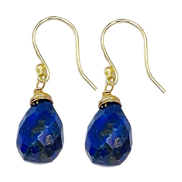 Gold-Plated Lapis Lazuli Teardrop Earrings for wholesale by Anju Jewelry