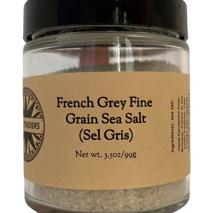 Salt Traders - Wholesale Salt - French Grey Sea Salt Fine Grain Celtic - 3.5 oz. Glass Jar