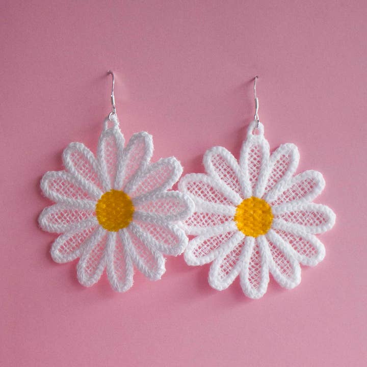 Lace Daisy Earrings - Oeko-Tex for wholesale by Olivia Lara