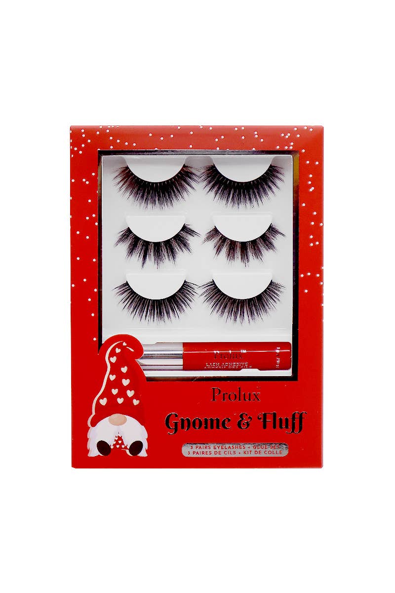 PINEAPPLE Beauty - Wholesale False/Fake Eyelashes - Prolux K-303 Gnome & Fluff 3 pairs Eyelashes + Glue Set - 123