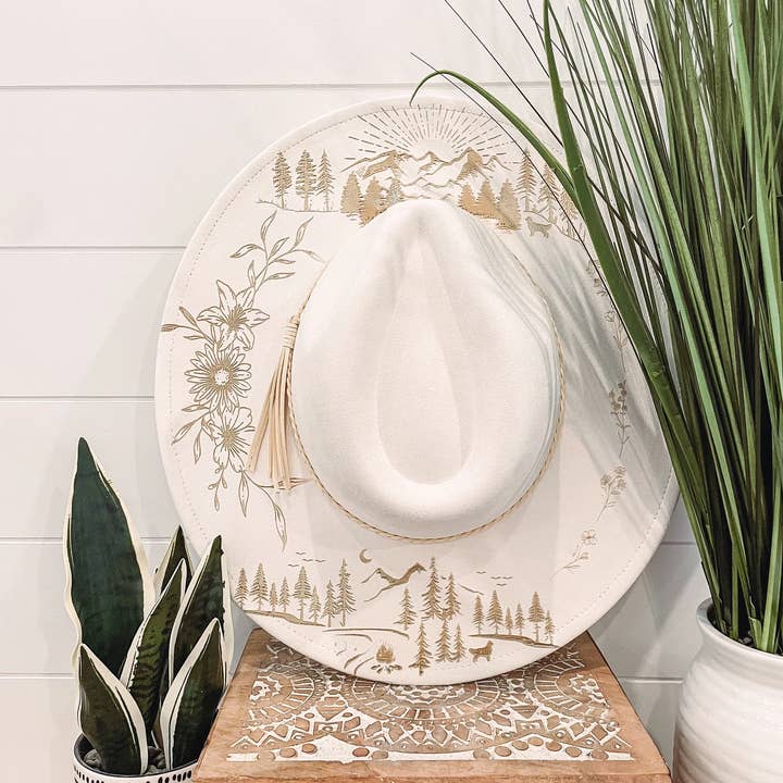 Willie & Dolly Designs - Wholesale Cowboy Hat - Women's - Engraved Floral Mountain Hat