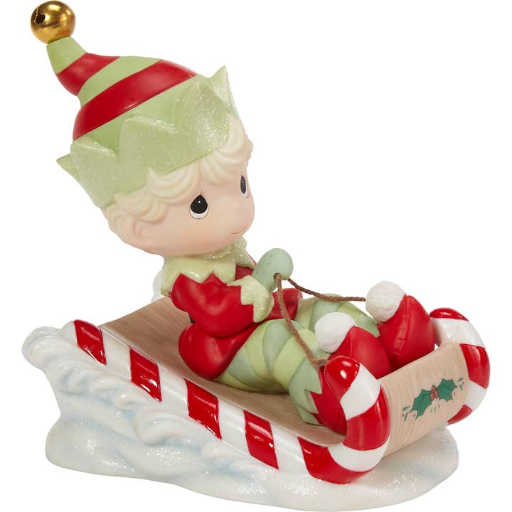 Precious Moments - Wholesale Christmas Decoration - Precious Moments Annual Elf On Toboggan Figurine