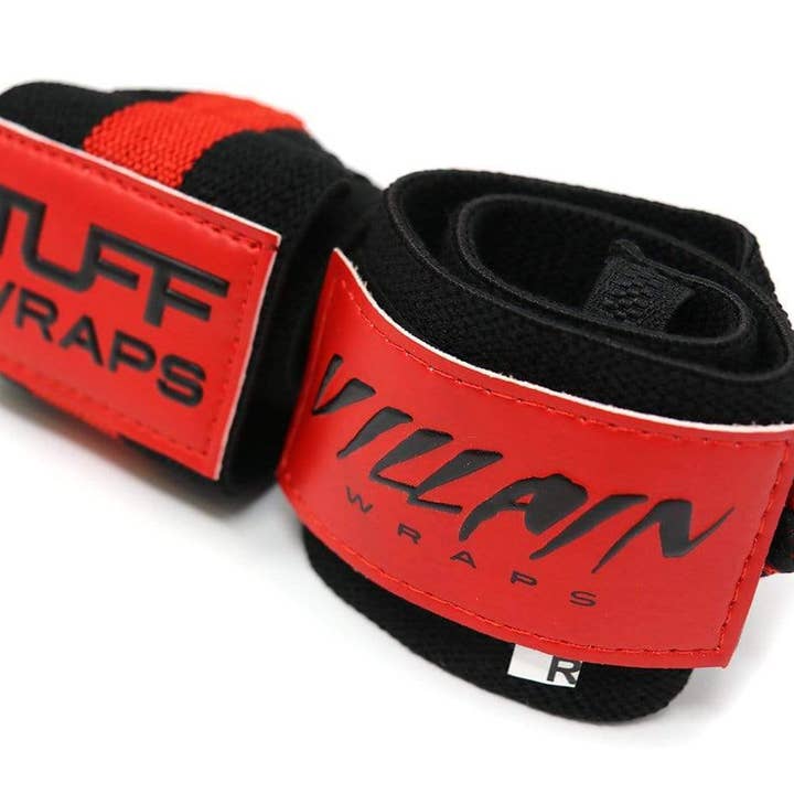 TuffWraps - Wholesale Fitness Equipment - 16" Villain Wrist Wraps - Black & Red