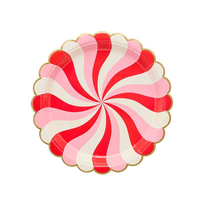Hootyballoo by Club Green - Wholesale Disposable plate - Candy Swirl Paper Plates - Pack of 81