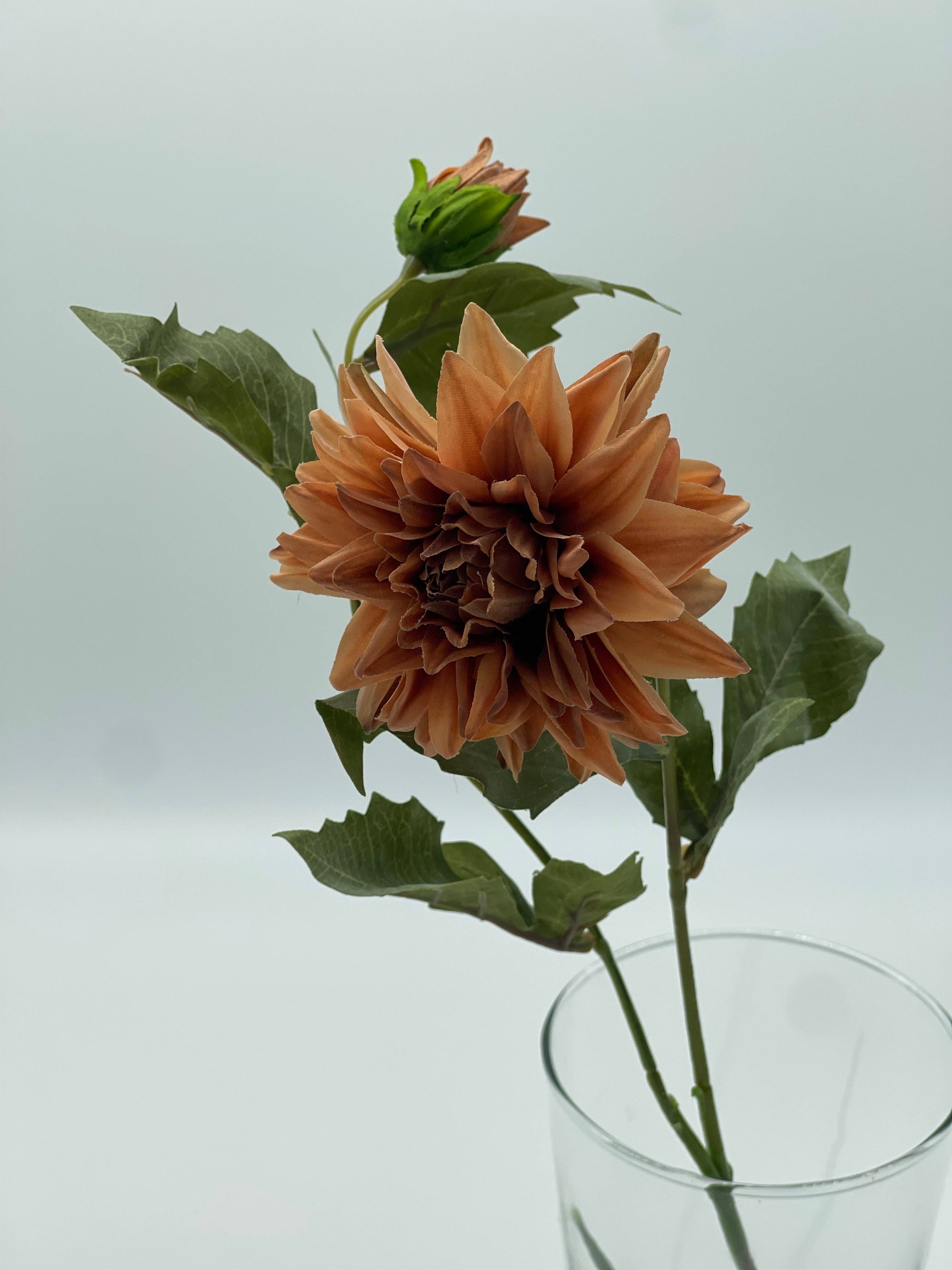 JKF & Co Pty Ltd – wholesale Artificial flowers – Dahlia 2 Head Spray Terracotta1