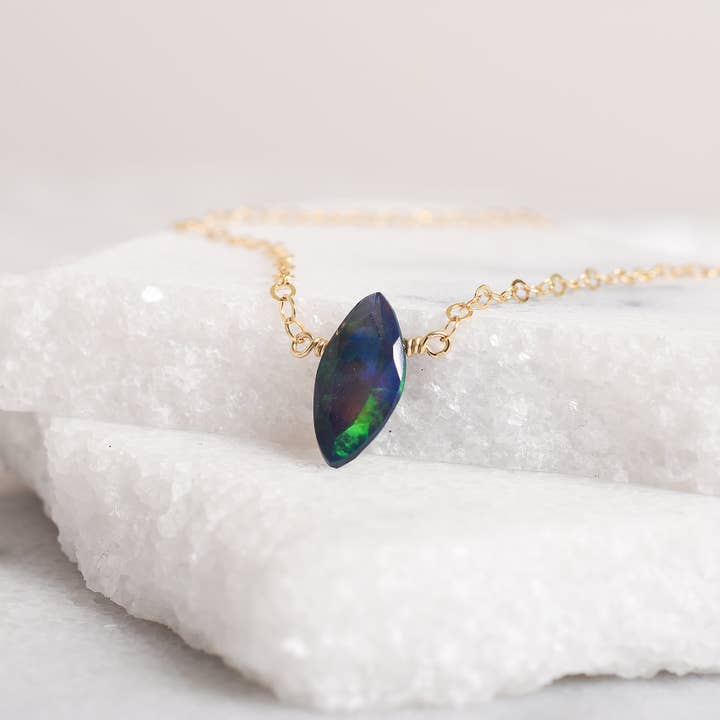 The Black Opal Necklace in Gold for wholesale by Designed by Stacey Jewelry