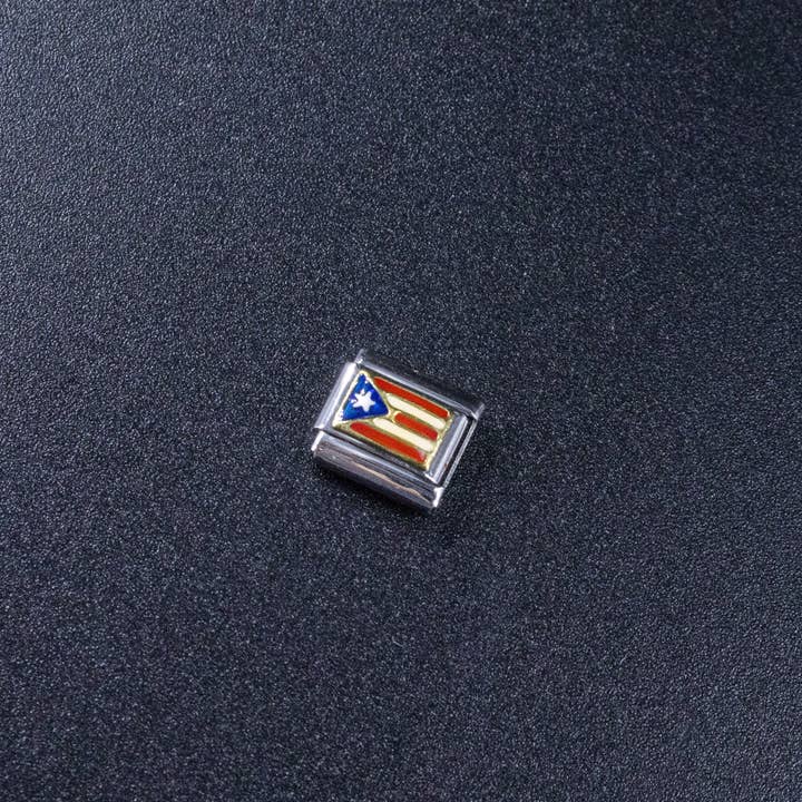 Natalia - Wholesale Individual Charm/Pendant - Italian Charms - Puerto Rico Flag, 9mm Enamel Bracelet Links