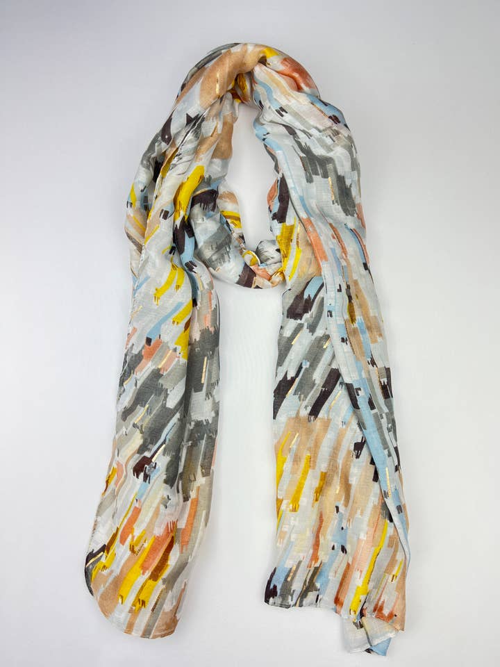 Multicolored Brushstroke Pattern Scarf Size 180x90 for wholesale by L'Emotion