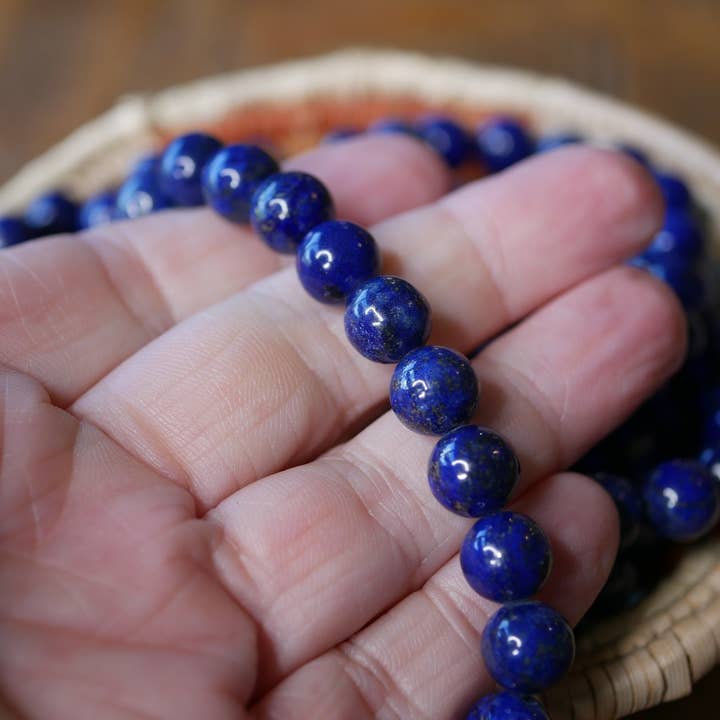 Superior Stones & Gifts INTL LLP - Venta al por mayor Pulsera de cuentas - Pulsera elástica con piedras preciosas de primera calidad, lapislázuli de grado AA natural