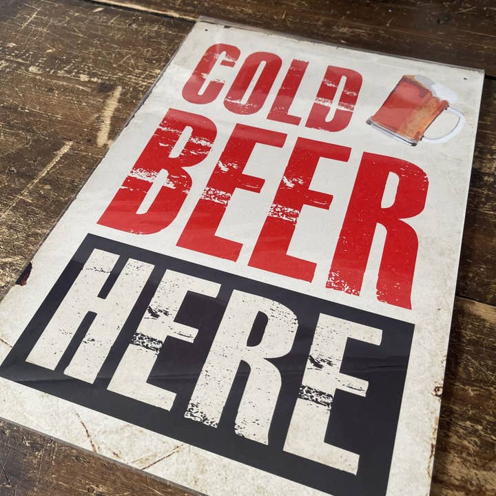 The British Metal Signs Company - Wholesale Sign - Cold Beer Here - Metal Sign