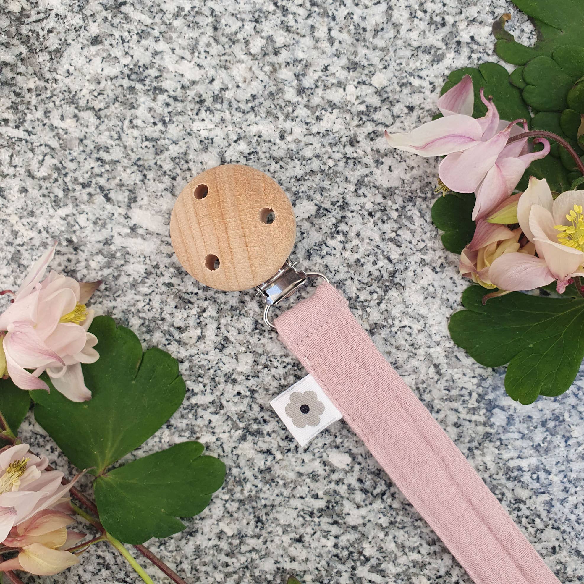 Summerville organic - Wholesale Pacifier Clip - Baby - Organic Pacifier Clip Muslin Pale Mauve3