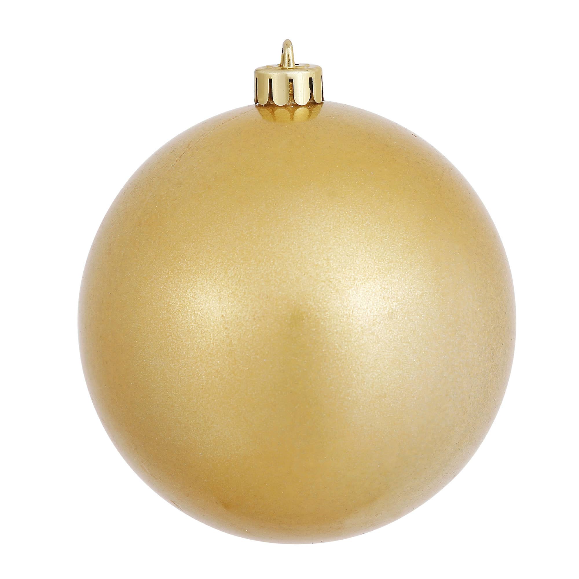 Vickerman 4.75" Gold Candy Ball Ornament, 4 per Bag for wholesale on Faire0
