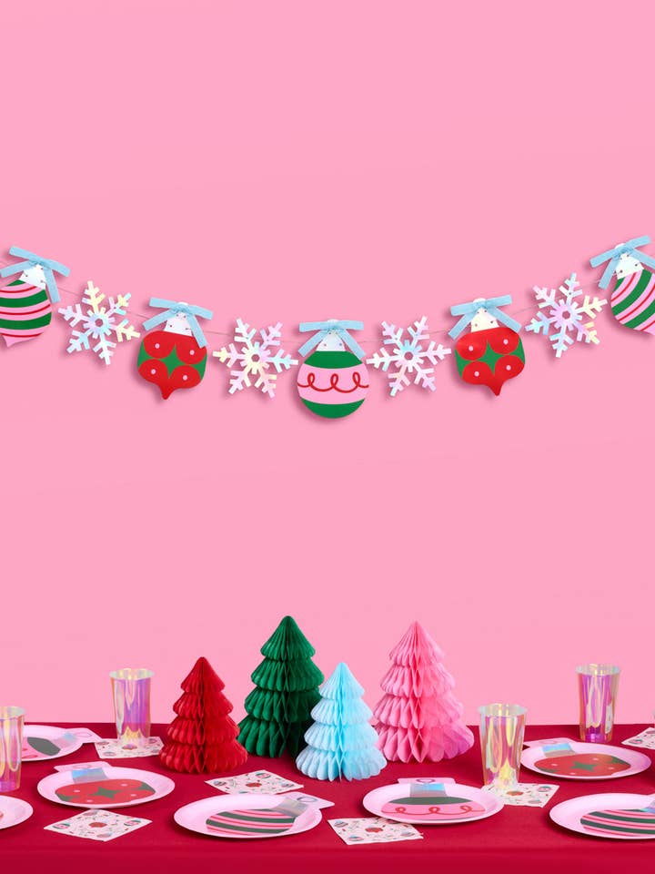 Ornament Snowflake 5" Banner - iridescent foil Christmas for wholesale by xo, Fetti