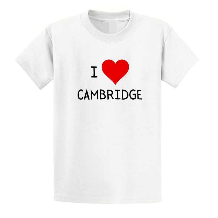 Second Ave Gift Company – T-shirts estampadas – Criança por atacado – Camiseta vermelha I Love Cambridge para bebês/crianças Second Ave