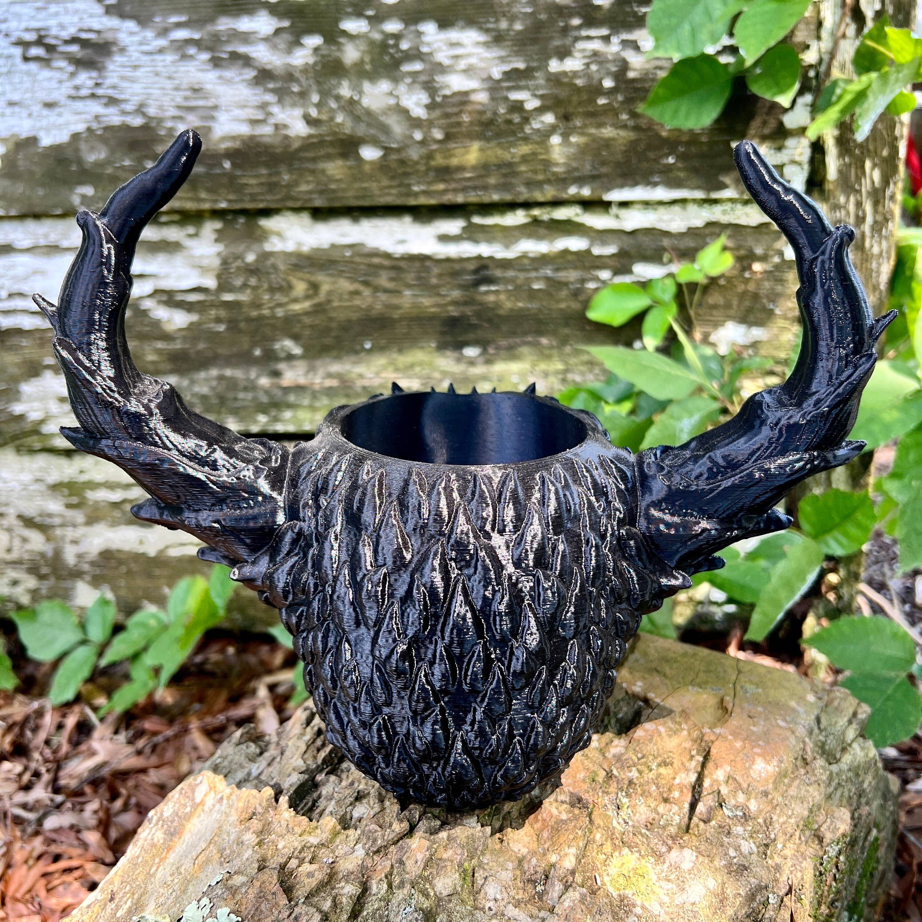 NumanPrints - Vente Pot - Jardinière Demonic Horned Devil Skull imprimée en 3D7