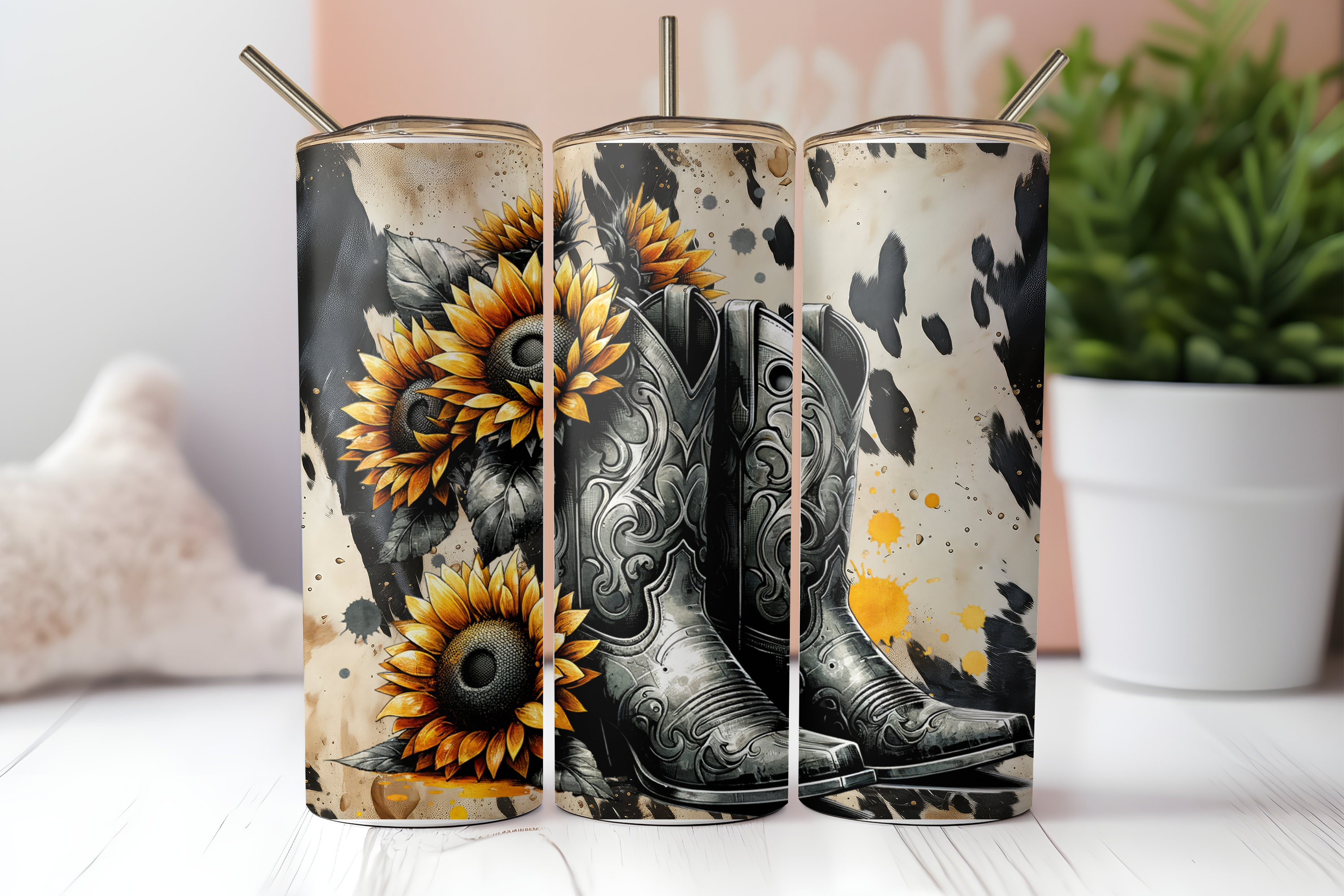 Beautiful Creations by Laney – Engroshandel Thermokop – Koflekkede Støvler Tumbler0