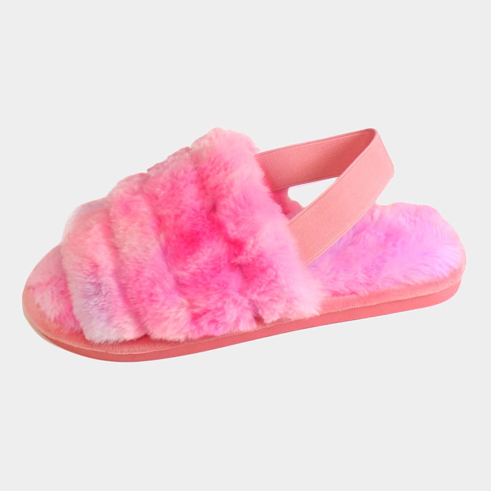 Sensibling Corp. - Vente Chaussons – femme - Pantoufles d'intérieur à bretelles élastiques en fausse fourrure Fuzzy2