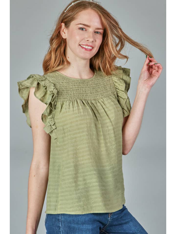 P.S Kate - Wholesale Blouse - Women's - Solid woven smocking top PLUS (P17912-PLUS)13