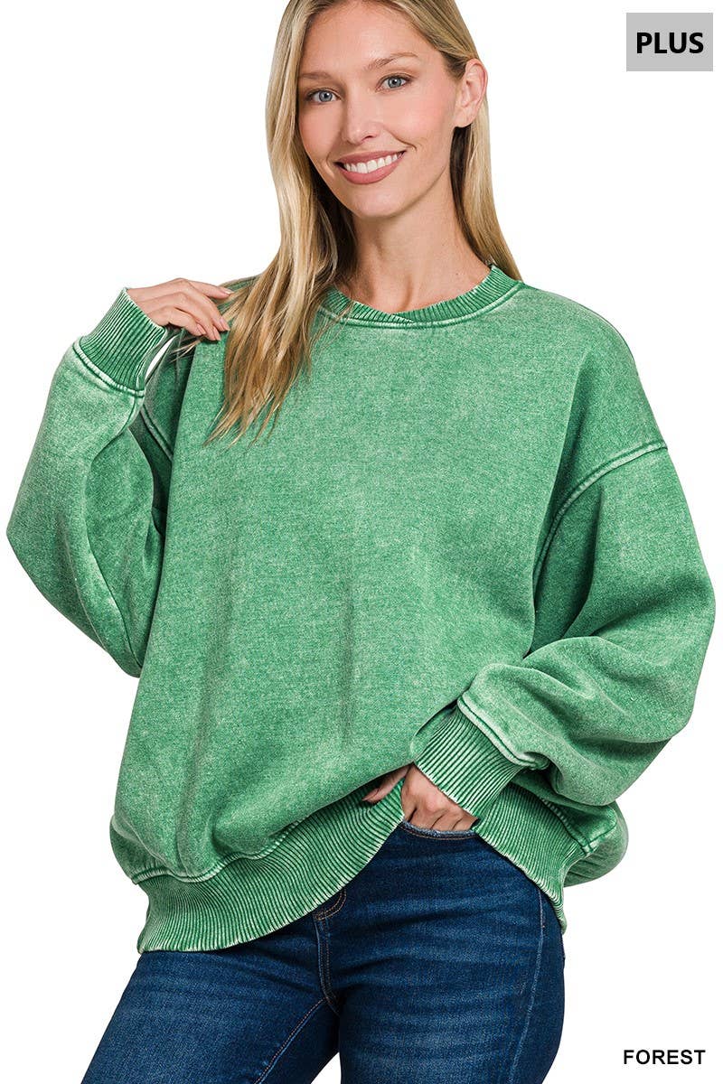 42POPS - Vendita all'ingrosso Felpa - Donna - ._ 0812 Plus Pullover in Pile Oversize Lavaggio Acido SI-2808113