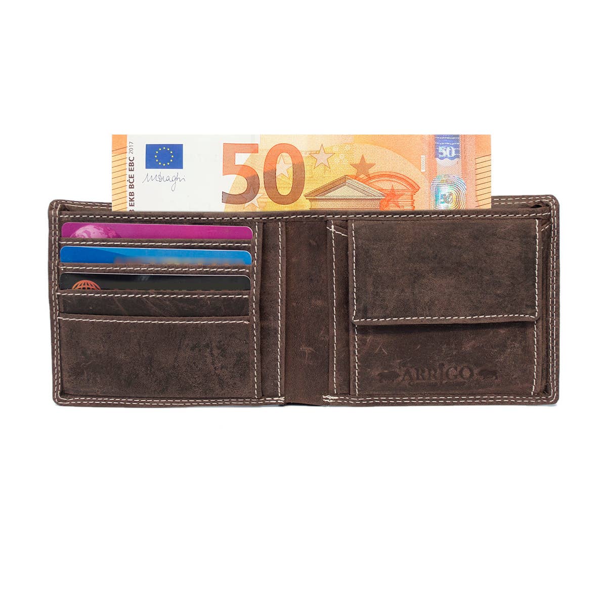 Arrigo - Wholesale Wallet - Men's - Men Billfold Wallet Buffalo Leather With Compact Model RFID8